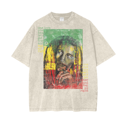 Bob Marley One Love Acid Wash Oversize T-Shirt