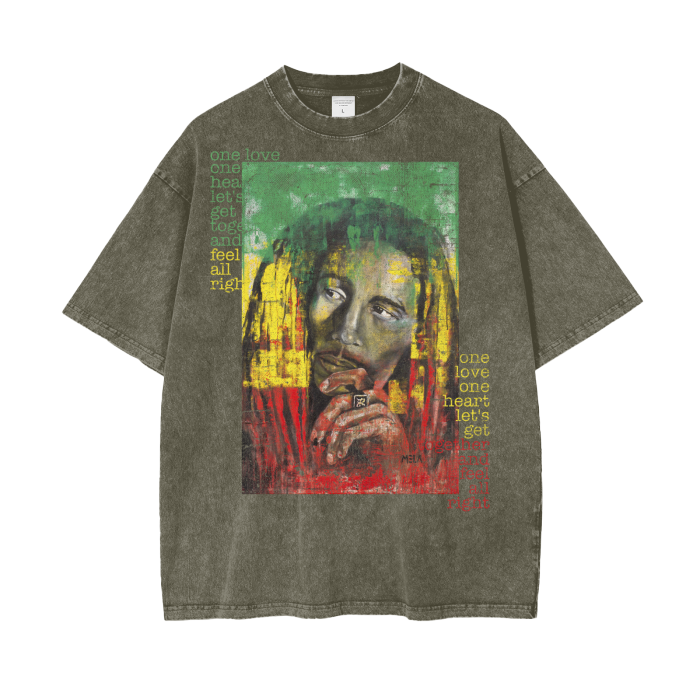 Bob Marley One Love Acid Wash Oversize T-Shirt