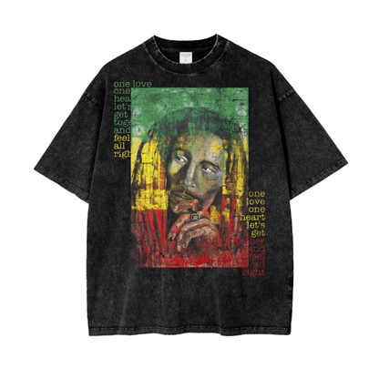 Bob Marley One Love Acid Wash Oversize T-Shirt